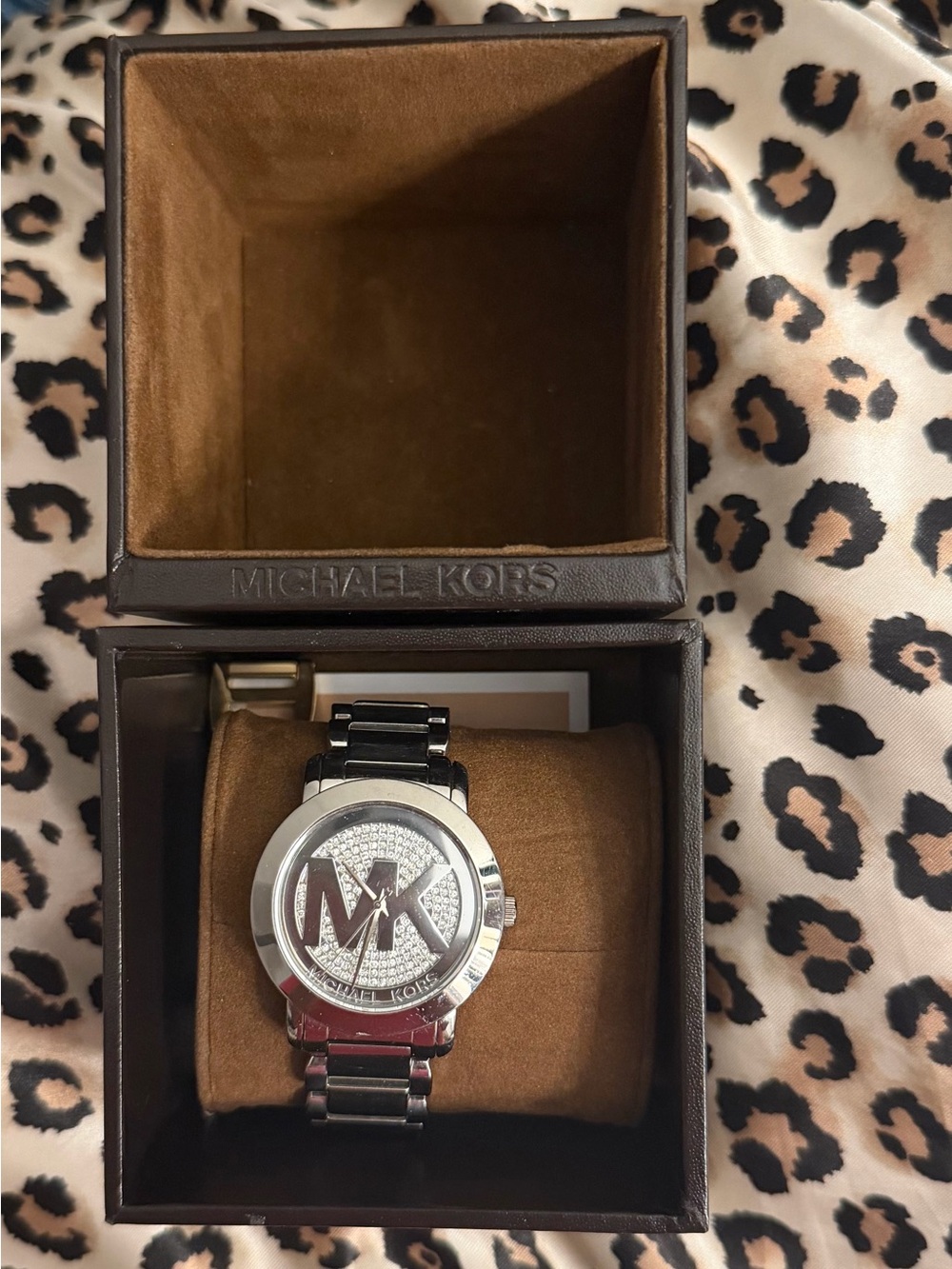 Michael Kors MK3375 Gold Tone Crystal Pavé Logo Watch Stainless Steel Bracelet